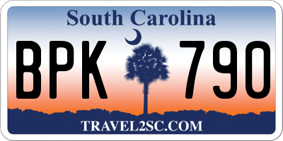 SC license plate BPK790
