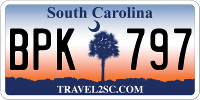 SC license plate BPK797