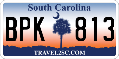 SC license plate BPK813