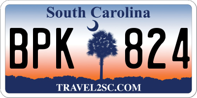 SC license plate BPK824