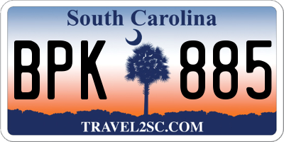SC license plate BPK885