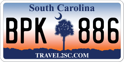 SC license plate BPK886