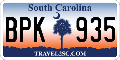 SC license plate BPK935