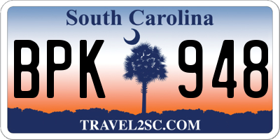 SC license plate BPK948