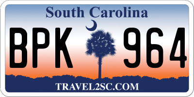 SC license plate BPK964