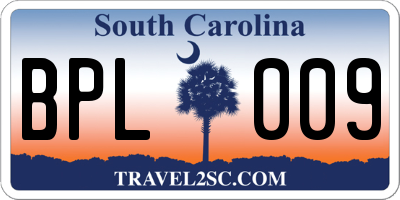 SC license plate BPL009