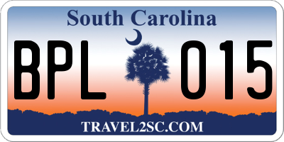 SC license plate BPL015