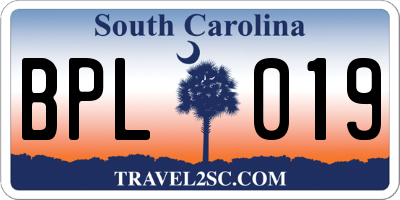 SC license plate BPL019