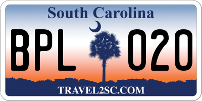 SC license plate BPL020