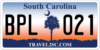 SC license plate BPL021