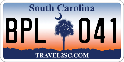 SC license plate BPL041