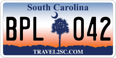 SC license plate BPL042