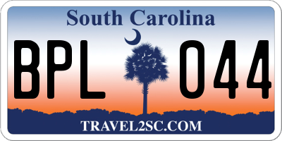 SC license plate BPL044