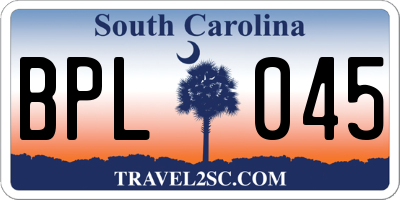 SC license plate BPL045