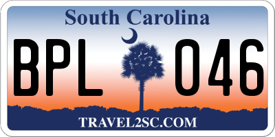 SC license plate BPL046
