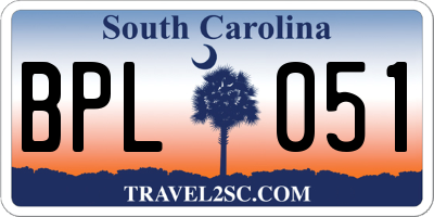 SC license plate BPL051