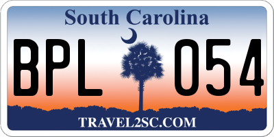 SC license plate BPL054
