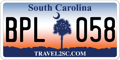 SC license plate BPL058