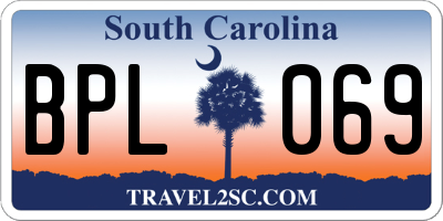 SC license plate BPL069