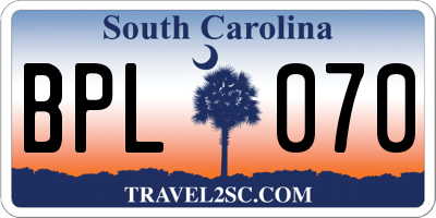 SC license plate BPL070