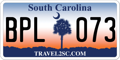 SC license plate BPL073