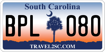 SC license plate BPL080
