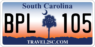 SC license plate BPL105