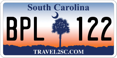 SC license plate BPL122