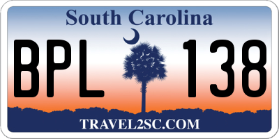 SC license plate BPL138