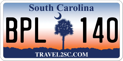 SC license plate BPL140