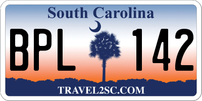 SC license plate BPL142