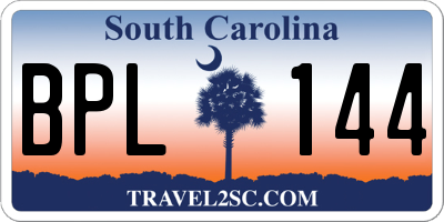 SC license plate BPL144