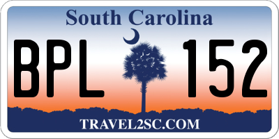 SC license plate BPL152