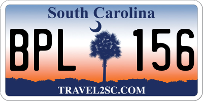 SC license plate BPL156