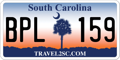 SC license plate BPL159