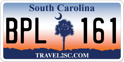 SC license plate BPL161