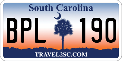 SC license plate BPL190
