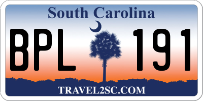 SC license plate BPL191