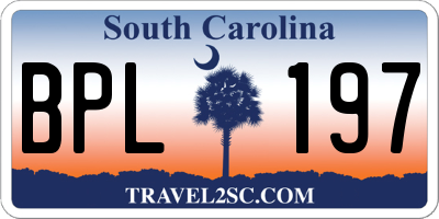 SC license plate BPL197