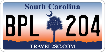 SC license plate BPL204