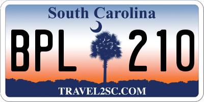 SC license plate BPL210