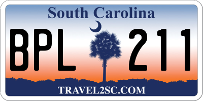 SC license plate BPL211