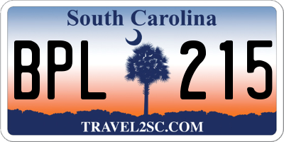 SC license plate BPL215