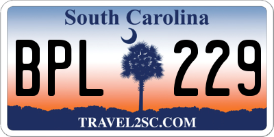SC license plate BPL229