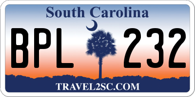 SC license plate BPL232