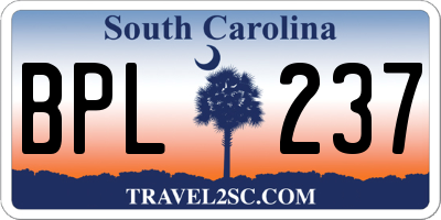 SC license plate BPL237