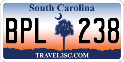 SC license plate BPL238