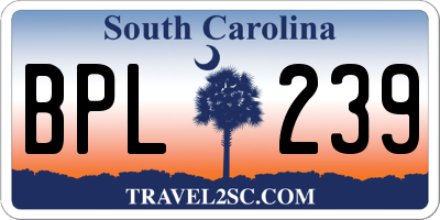 SC license plate BPL239