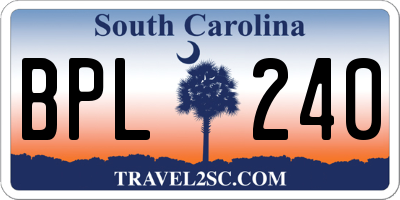 SC license plate BPL240
