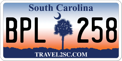 SC license plate BPL258